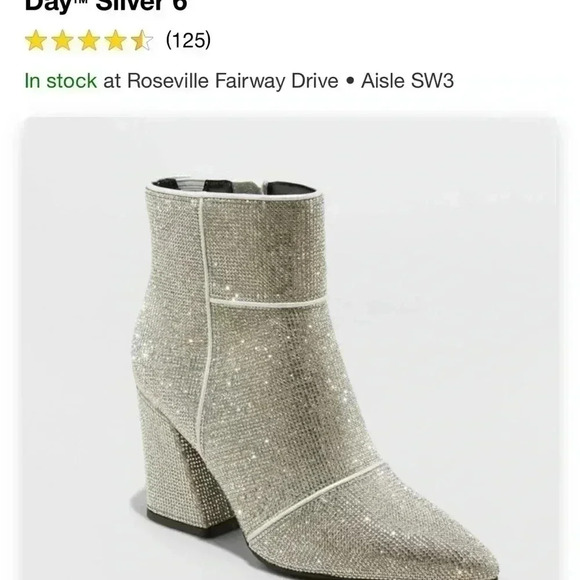 NWT Women's Cailin Ankle Boots - A New Day Silver 6 - Picture 7 of 10